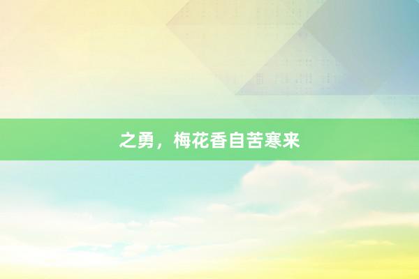 之勇，梅花香自苦寒来